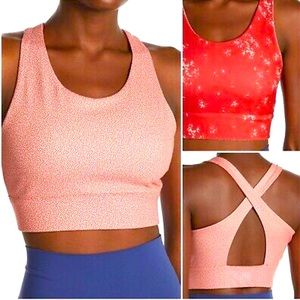 Max Studio Performance Sochi Reversible Red Floral Printed Sports Bra size L